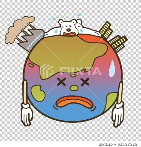 温暖化のイメージイラスト 地球のキャラクターのイラスト素材