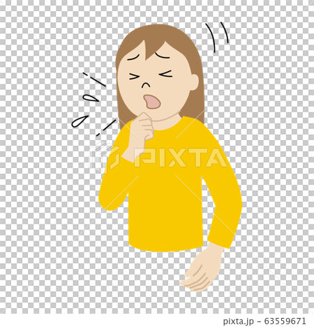ひどく咳をする女の子のイラスト 63559671