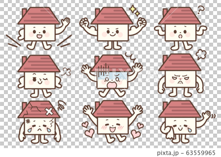 擬人化した家の色々な表情 63559965