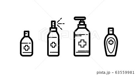 Set hand sanitizer icon in line art, outline style isolated Set hand sanitizer icon in line art, outline style isolated 63559981