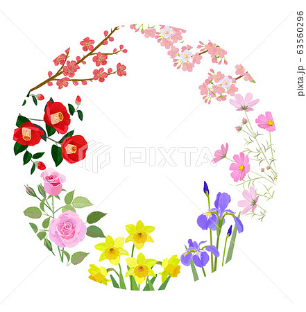 四季の花のフレームのイラスト素材