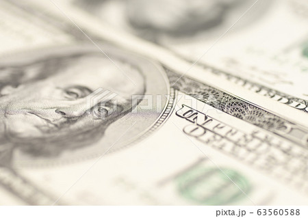 Benjamin Franklin on hundred dollars banknote. Benjamin Franklin on hundred dollars banknote. 63560588