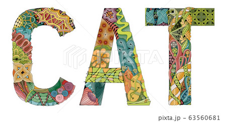 Word CAT. Vector decorative zentangle object Word CAT. Vector decorative zentangle object 63560681