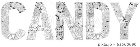 Word CANDY for coloring. Vector decorative Word CANDY for coloring. Vector decorative 63560690