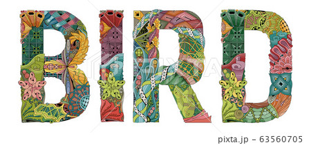 Word BIRD. Vector decorative zentangle object 63560705