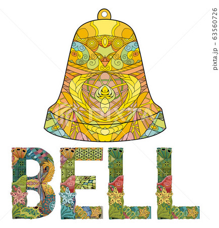 Word BELL with bird silhouette. Vector zentangle 63560726