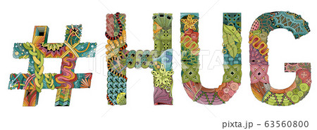 Word HUG with hashtag. Vector decorative zentangle 63560800