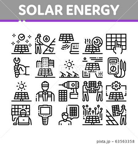 Solar Energy Technicians Collection Icons Set Vector 63563358