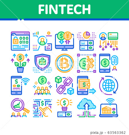 Fintech Innovation Collection Icons Set Vector 63563362