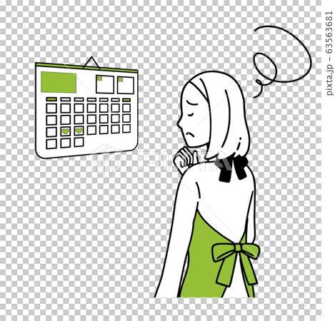 カレンダーを見る女性のイラスト 63563681