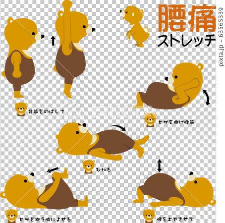 くまの腰痛ストレッチのイラスト素材
