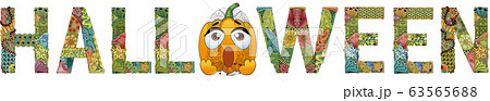 Word HALLOWEEN. Vector decorative zentangle object 63565688