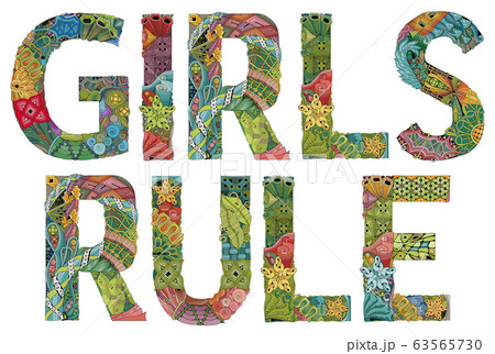 Words GIRLS RULE. Vector decorative zentangle 63565730