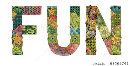Word FUN. Vector decorative zentangle object Word FUN. Vector decorative zentangle object 63565741