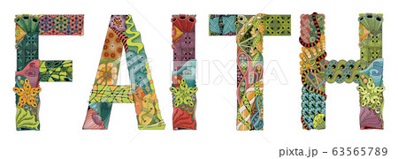 Word faith. Vector decorative zentangle object Word faith. Vector decorative zentangle object 63565789