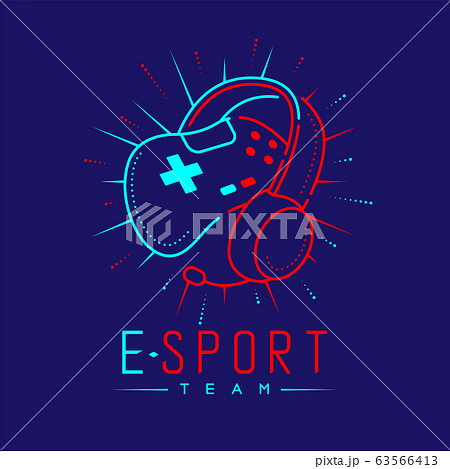 Esport streamer logo icon outline stroke, Joypad or Controller gaming gear with headphones, microphone and radius design isolated on blue background with Esport Team text and copy space, vector Esport streamer logo icon outline stroke, Joypad or Controller gaming gear with headphones, microphone and radius design isolated on blue background with Esport Team text and copy space, vector 63566413