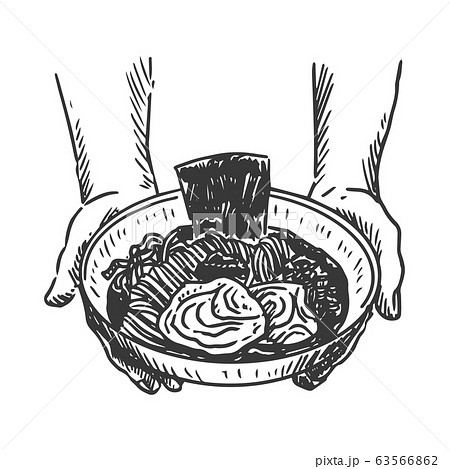 Japanese food, Hand drawn of chef serving ramen. Vector Japanese food, Hand drawn of chef serving ramen. Vector 63566862