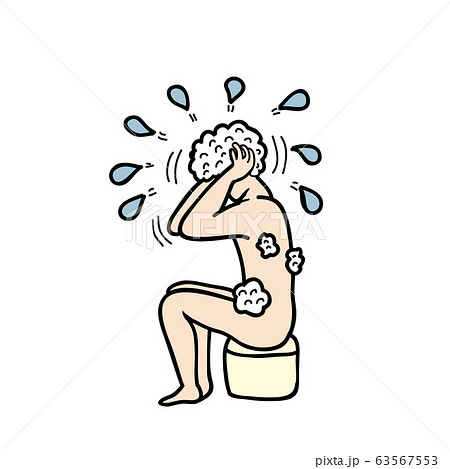 頭を洗う男性のイラスト素材
