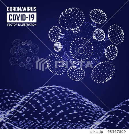 Visual analytics Coronavirus Covid-19. Vector. Dynamic visualizations with connecting dots and low poly shape. Corona virus sign. 2019-nvoc virus isolated. 63567809