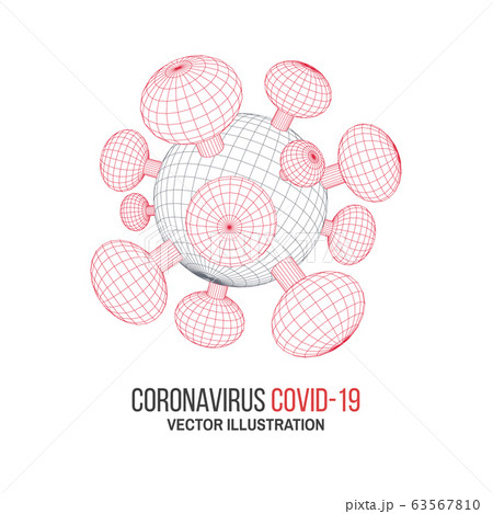 Coronavirus Covid-19. Vector on the white background. Thin line 3d icon. Corona virus sign. 2019-nvoc virus isolated. 63567810