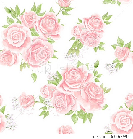 Seamless pattern with cream pink roses. Vintage - Stock Illustration  [63567992] - PIXTA