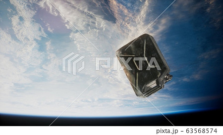 metal vintage and dirty jerrycan on Earth orbit 63568574