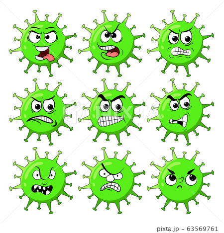 corona virus character with an angry, mad, crazy 63569761