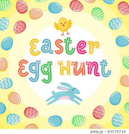 Easter egg hunt vector poster with jumping Easter Easter egg hunt vector poster with jumping Easter 63570716