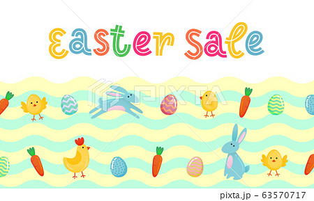 Easter sale vector cute banner with colored ornate 63570717