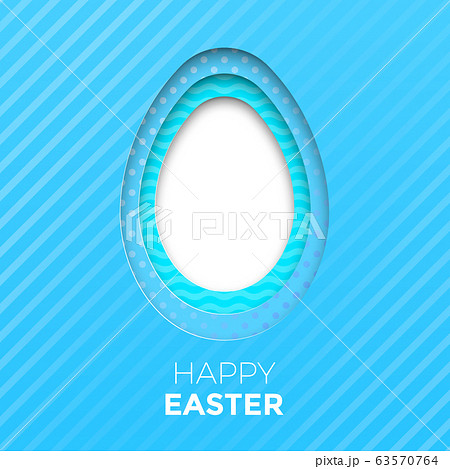 Happy Easter greeting card of egg paper cut for 63570764