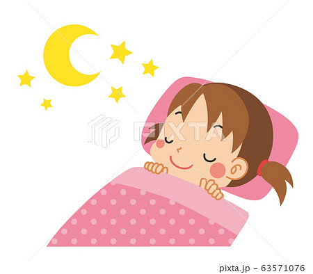 ぐっすりと眠る小さな女の子 63571076