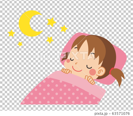 ぐっすりと眠る小さな女の子 63571076