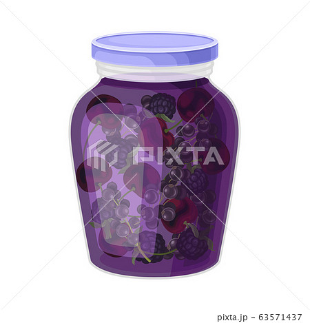 Canned Berry Compote in Glass Jar Vector Illustration 63571437