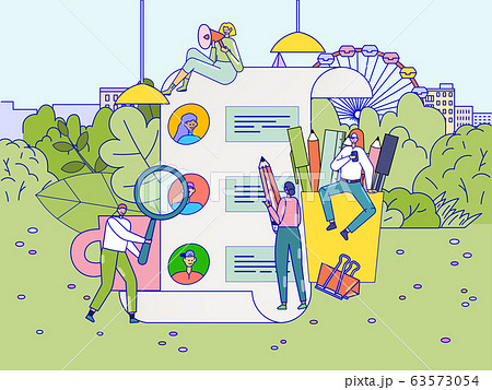 We are hiring, tiny people search job applications, recruitment team concept, vector illustration 63573054
