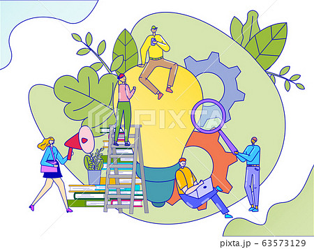 People search for new ideas concept, creative team brainstorming together, vector illustration People search for new ideas concept, creative team brainstorming together, vector illustration 63573129