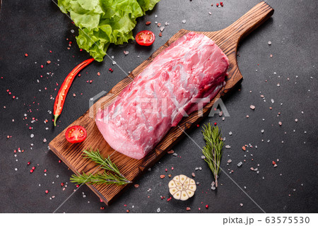 Fresh pieces pork ready to cook 63575530