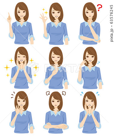 女性　表情　セット 63576245