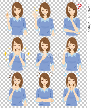 女性　表情　セット 63576245