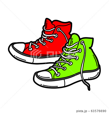 Illustration of cartoon sneakers. 63576690