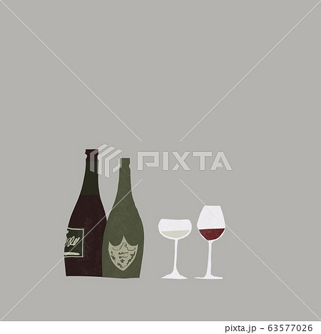 ワイングラス ワインボトル 赤ワイン 白ワイン のイラスト素材