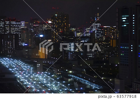 品川　俯瞰　ビル群　オフィス街　夜景　東京　ワイド 63577918