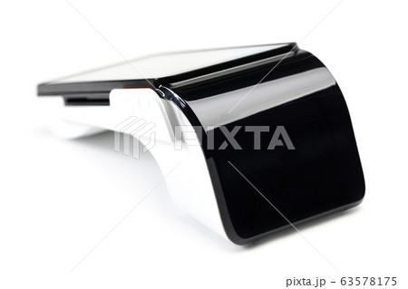 Pos terminal device for reading banking cards isolated on white background Pos terminal device for reading banking cards isolated on white background 63578175
