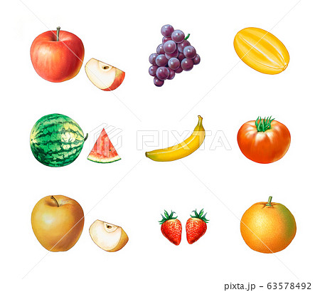 フルーツ 果物 スイカのイラスト素材