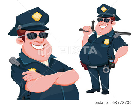 Police Officer Funny Cartoon Characterのイラスト素材