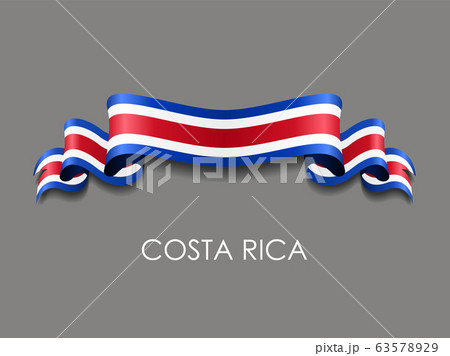 Costa Rican flag wavy ribbon background. Vector illustration. 63578929