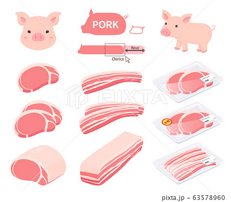豚肉のイラストセット 63578960