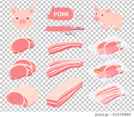 豚肉のイラストセット 63578960