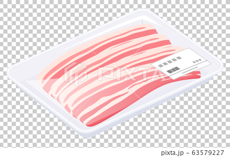 豚肉 バラ肉 トレー イラストのイラスト素材