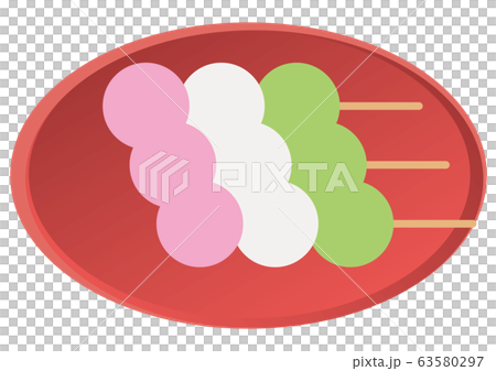 Set of tricolor dumplings and red round plate Set of tricolor dumplings and red round plate 63580297
