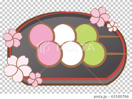 三色団子と黒いお盆のセット 三色団子と黒いお盆のセット 63580766